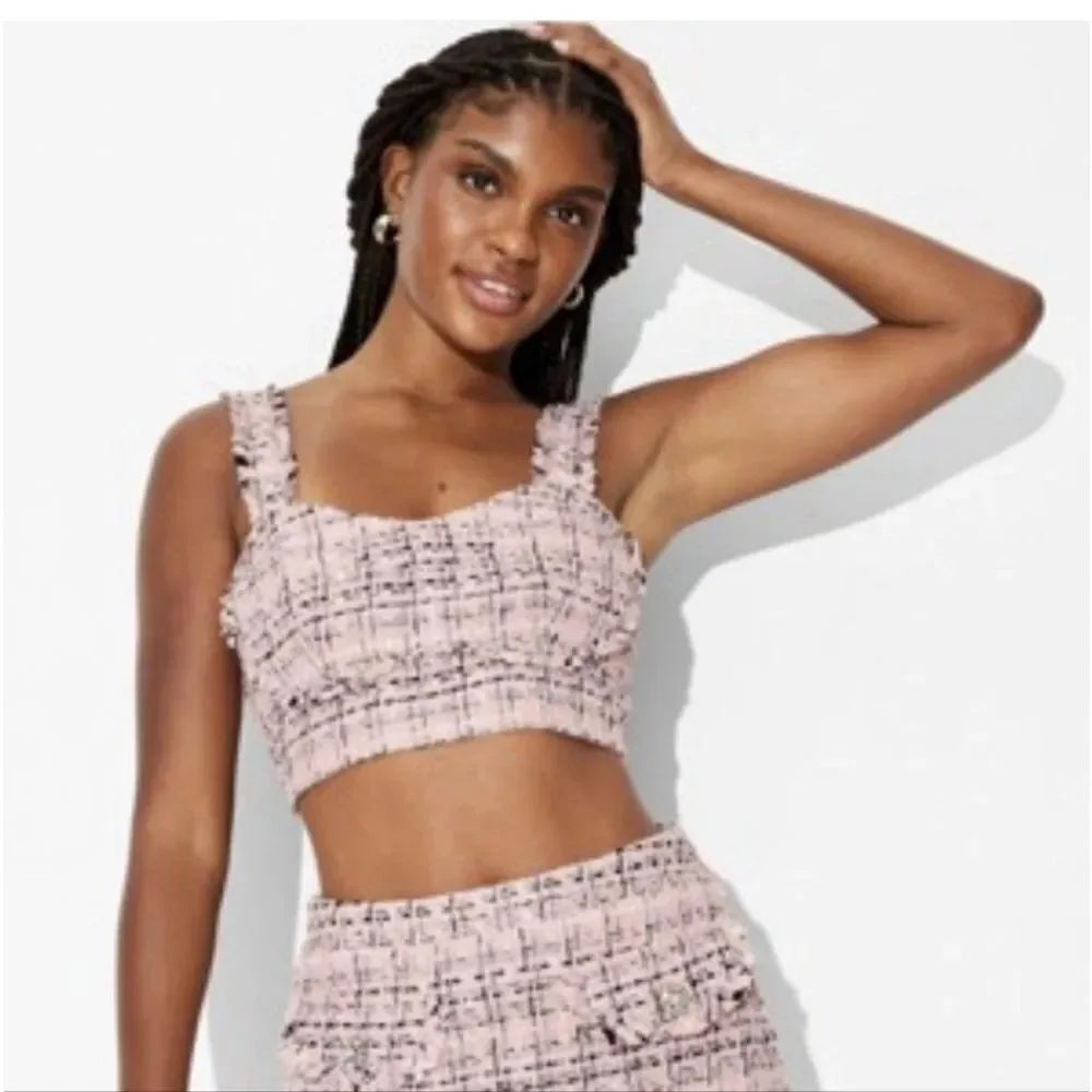 🆕👙Wild Fable Tweed Boucle Tiny Tank Crop Top, XXL